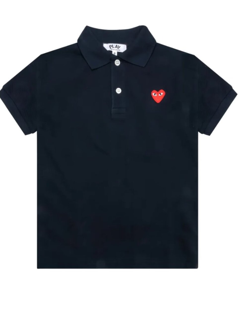 COMME DES GARCONS Play Kids Size 2 Heart-Logo Navy Polo Shirt